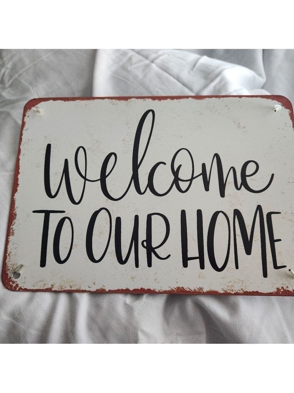 DECORATIVE METAL SIGN - Welcome - Vintage Rusty Look - Picture 2 of 4